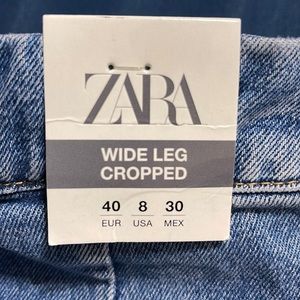 ZARA WIDE LEG CROPPED JEANS